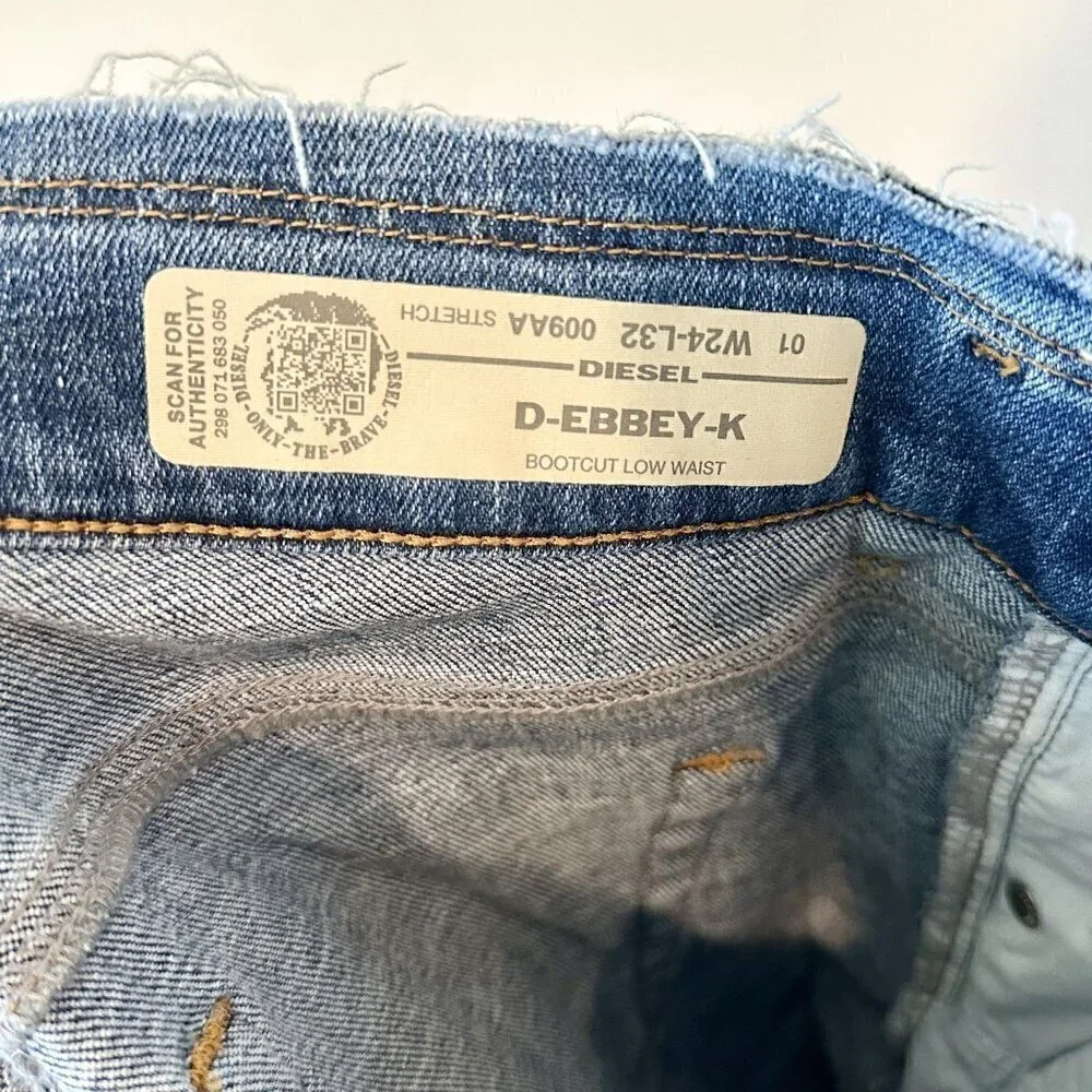 NWT Diesel Denim D-Ebbey Bootcut Low Waist Jeans - Size 24